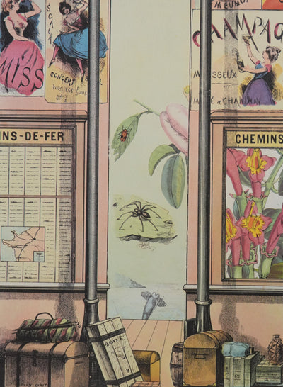 Max ERNST : Le chemin de fer et vue sur la mer, Lithographie signée