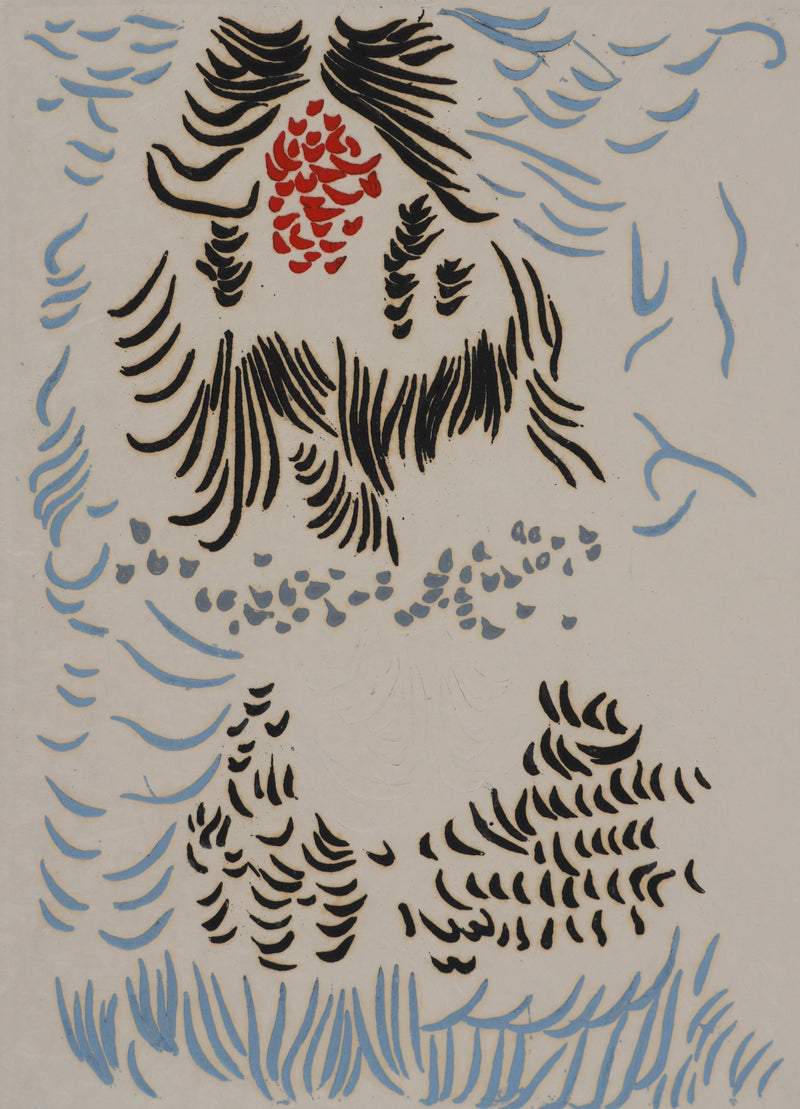 Jacques HEROLD : Algues marines surréalistes (fond blanc), Gravure originale signée