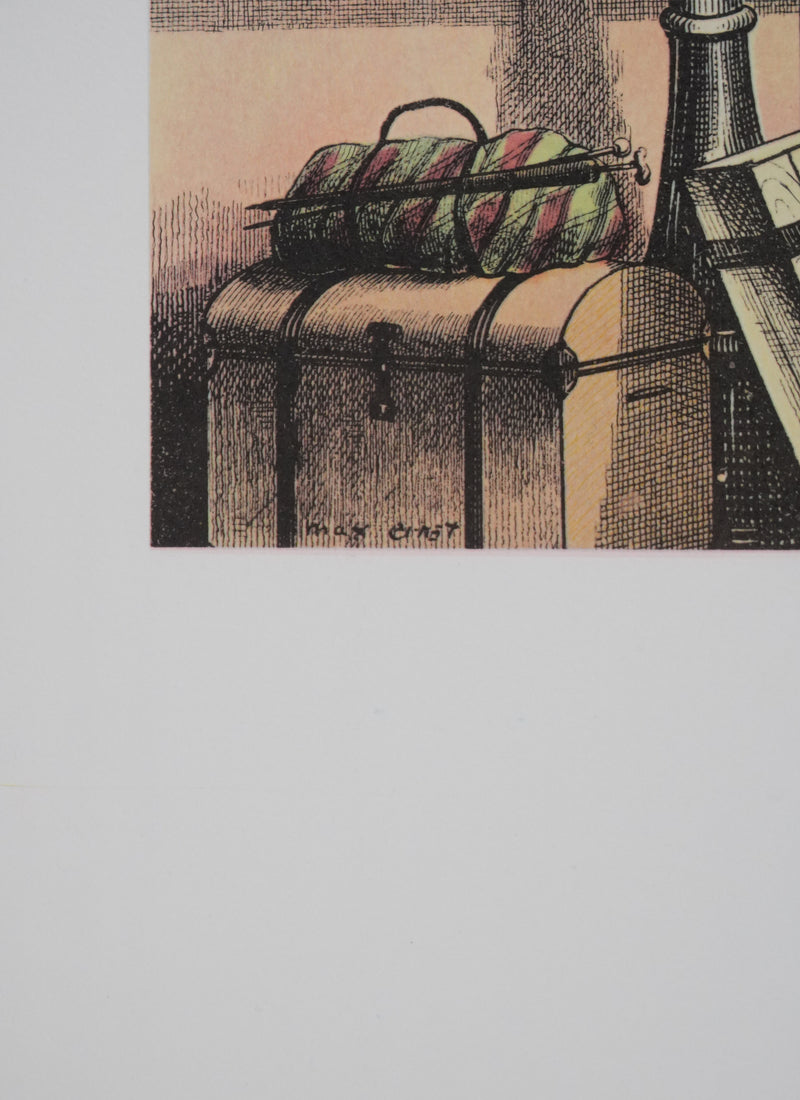 Max ERNST : Le chemin de fer et vue sur la mer, Lithographie signée
