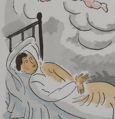 Adolphe FEDER : L'ange du sommeil, Lithographie originale signée