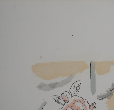 Adolphe FEDER : L'ange du sommeil, Lithographie originale signée