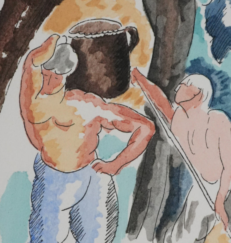 Adolphe FEDER : Les cueilleurs, Lithographie originale signée