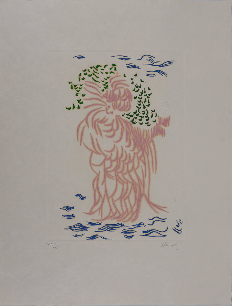 Jacques HEROLD : Mère Nature (fond blanc), Gravure originale signée