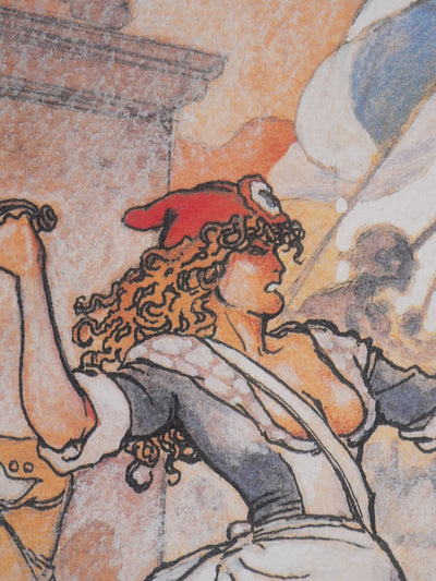 Milo MANARA : Les révolutionnaires et le noble, Lithographie originale signée