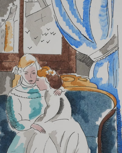 Adolphe FEDER : Enfants à l'orphelinat, Lithographie originale signée