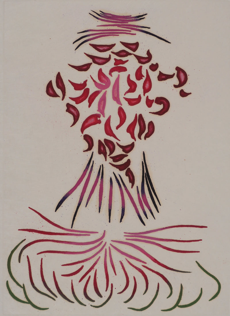 Jacques HEROLD : Fleur de célosie abstraite (fond blanc), Gravure originale signée
