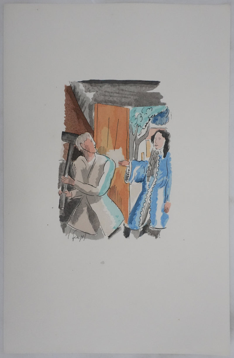 Adolphe FEDER : Le forgeron, Lithographie originale signée