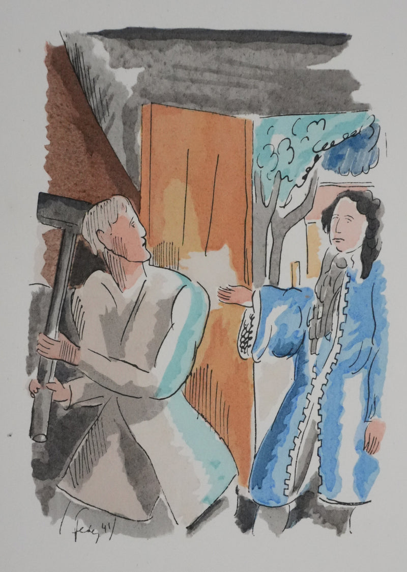 Adolphe FEDER : Le forgeron, Lithographie originale signée