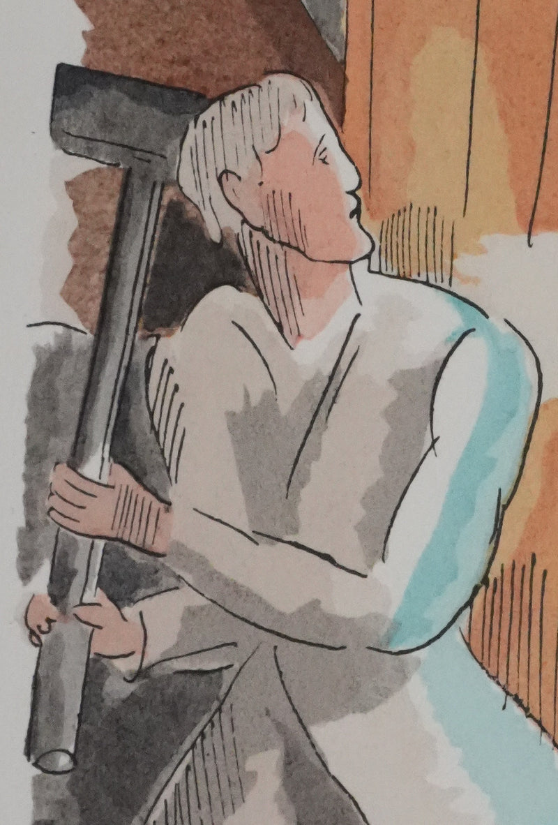 Adolphe FEDER : Le forgeron, Lithographie originale signée