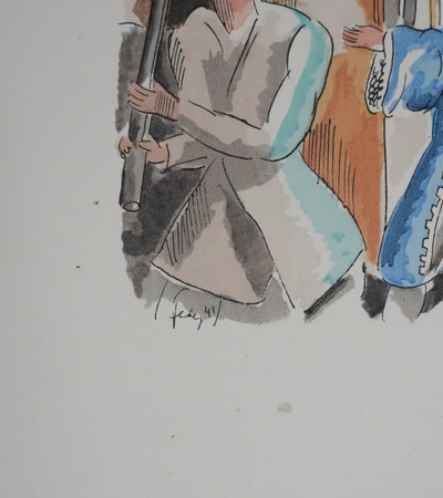 Adolphe FEDER : Le forgeron, Lithographie originale signée