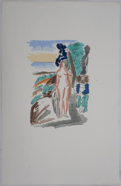 Adolphe FEDER : Nue au soleil, Lithographie originale signée