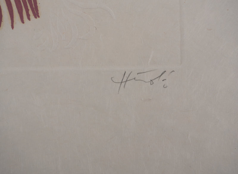 Jacques HEROLD : Oiseaux surréalistes (fond blanc), Gravure originale signée
