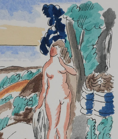 Adolphe FEDER : Nue au soleil, Lithographie originale signée