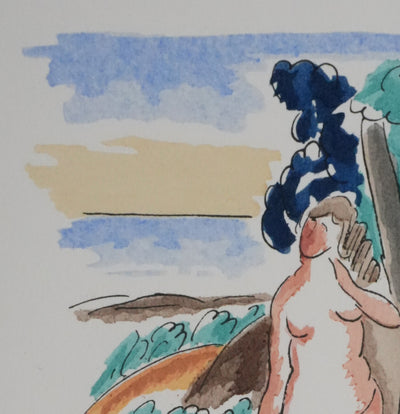 Adolphe FEDER : Nue au soleil, Lithographie originale signée