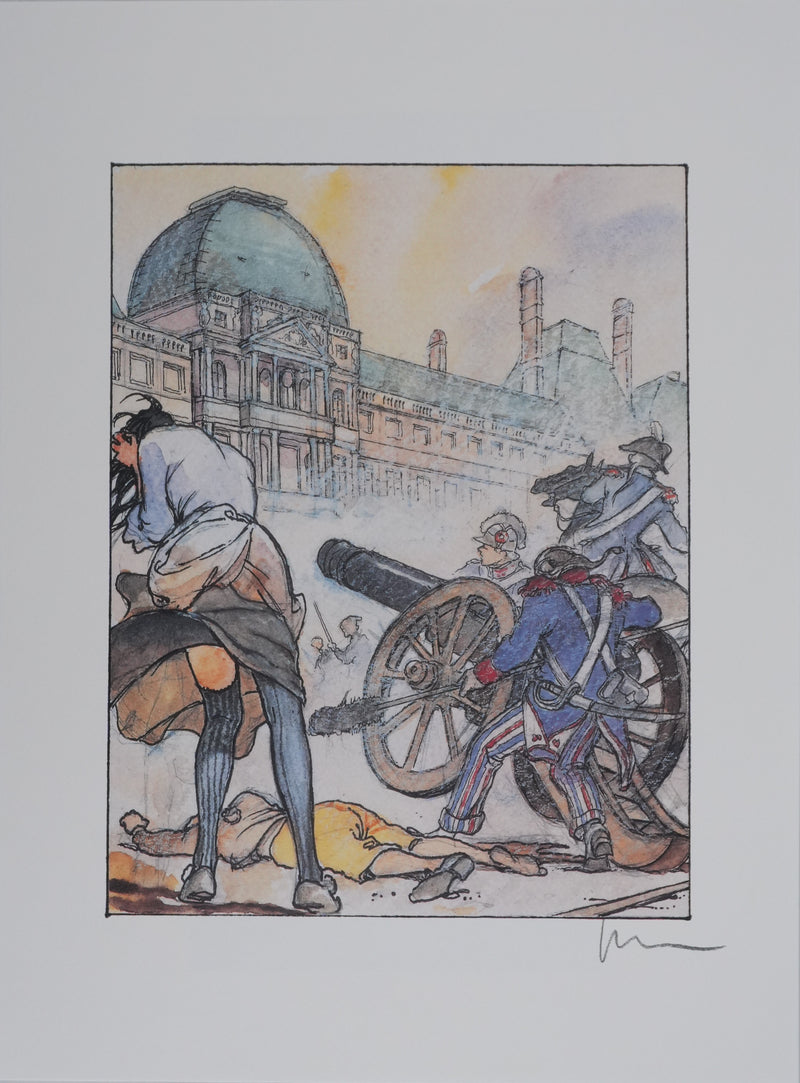 Milo MANARA : Les canons au Louvre, Lithographie originale signée