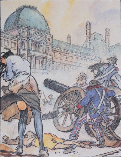 Milo MANARA : Les canons au Louvre, Lithographie originale signée
