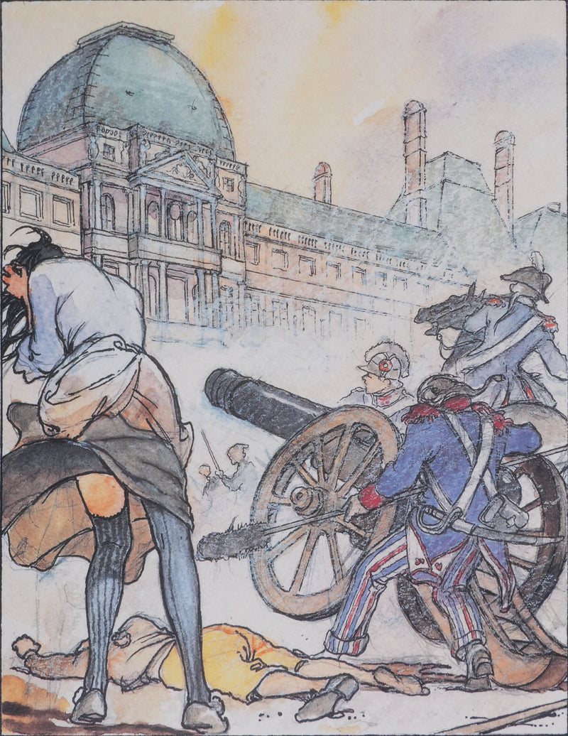 Milo MANARA : Les canons au Louvre, Lithographie originale signée