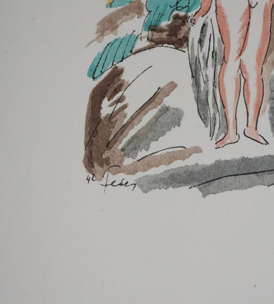 Adolphe FEDER : Nue au soleil, Lithographie originale signée