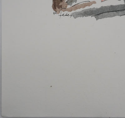 Adolphe FEDER : Nue au soleil, Lithographie originale signée