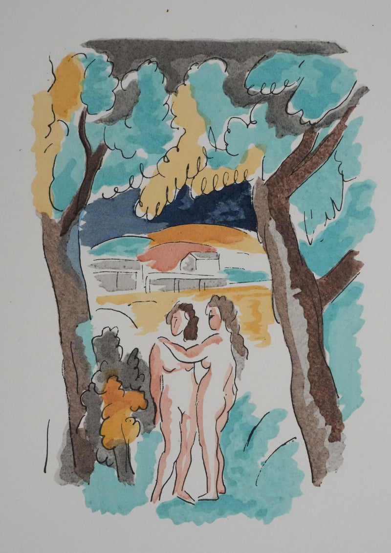 Adolphe FEDER : Nus à la campagne, Lithographie originale