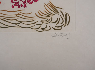 Jacques HEROLD : Composition végétale surréaliste (fond blanc), Gravure originale signée