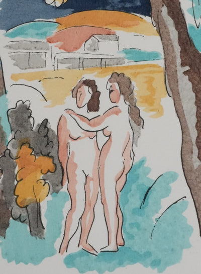 Adolphe FEDER : Nus à la campagne, Lithographie originale
