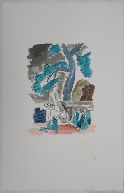 Adolphe FEDER : Le Paon, Lithographie originale signée