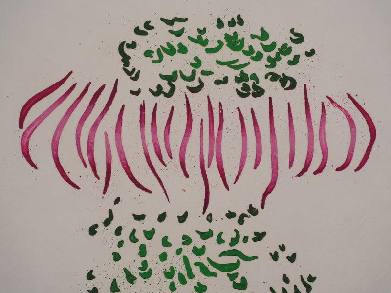 Jacques HEROLD : Composition végétale surréaliste (fond blanc), Gravure originale signée