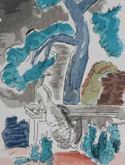 Adolphe FEDER : Le Paon, Lithographie originale signée