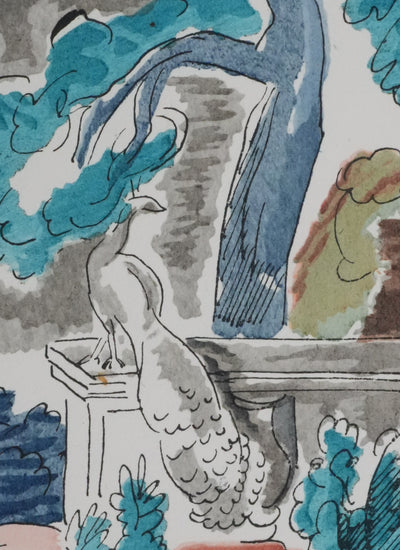 Adolphe FEDER : Le Paon, Lithographie originale signée