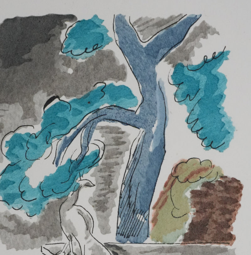 Adolphe FEDER : Le Paon, Lithographie originale signée