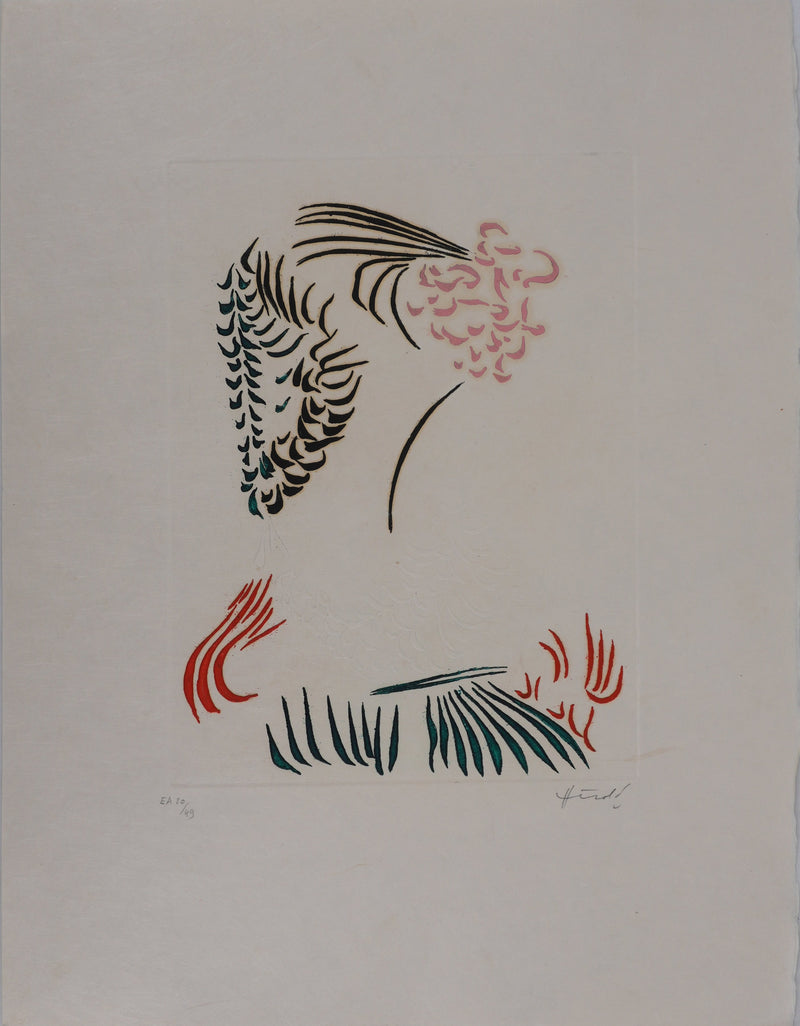 Jacques HEROLD : Composition florale abstraite (fond blanc), Gravure originale signée