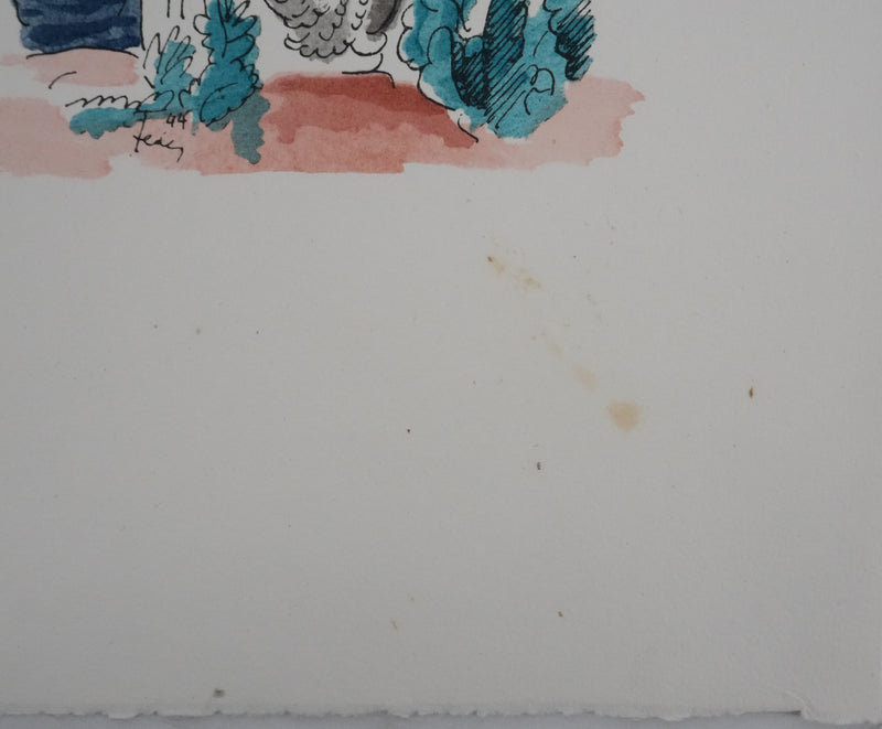 Adolphe FEDER : Le Paon, Lithographie originale signée