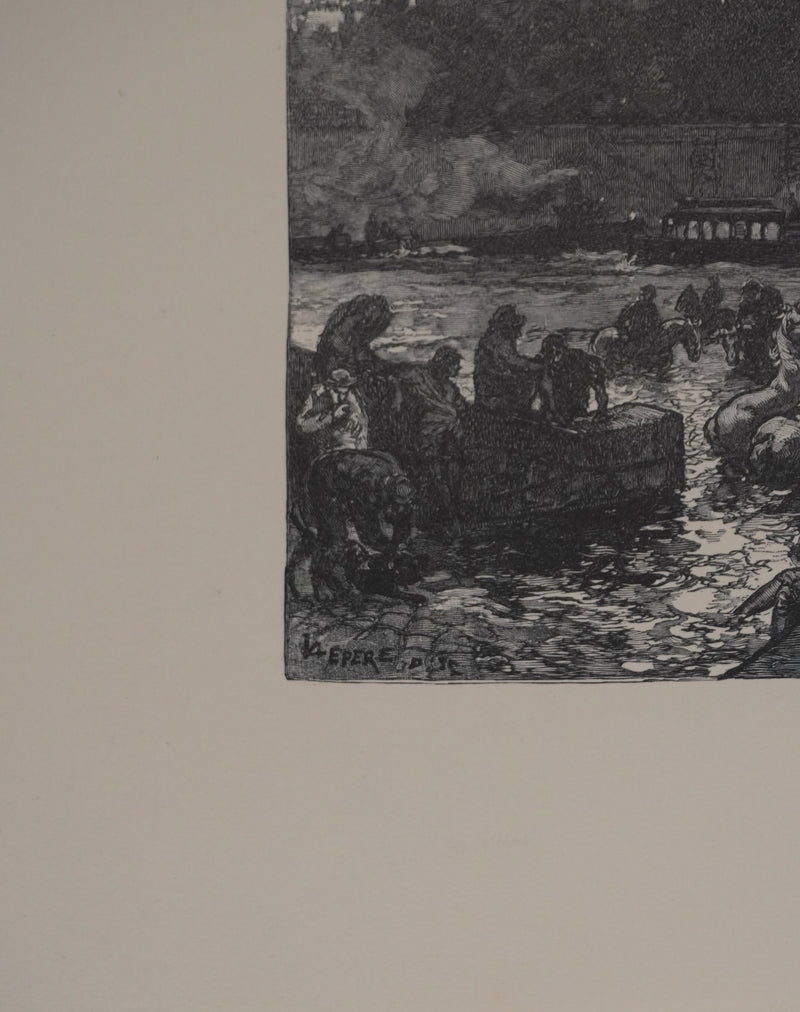 Auguste LEPERE : Derrière Notre Dame, Gravure originale signée