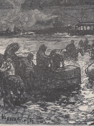 Auguste LEPERE : Derrière Notre Dame, Gravure originale signée