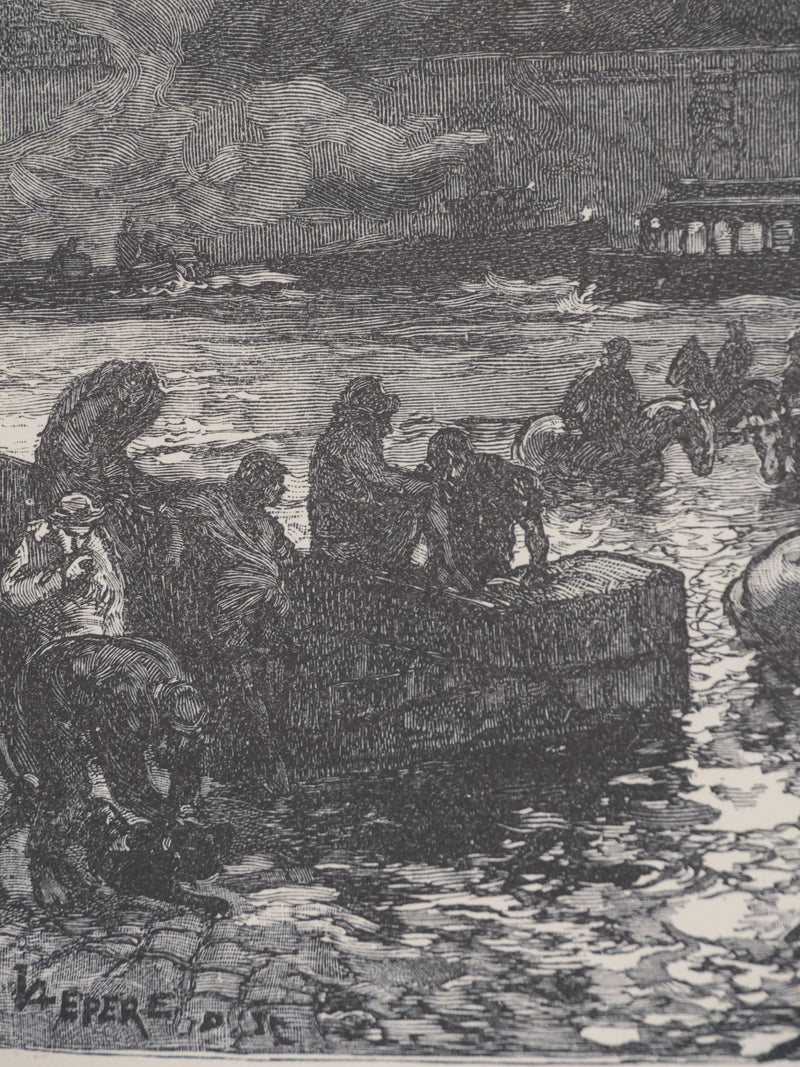 Auguste LEPERE : Derrière Notre Dame, Gravure originale signée