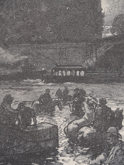 Auguste LEPERE : Derrière Notre Dame, Gravure originale signée