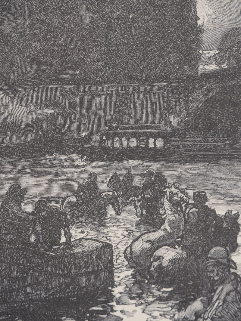 Auguste LEPERE : Derrière Notre Dame, Gravure originale signée