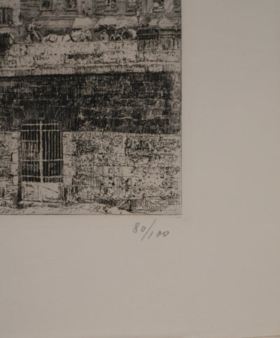 Charles JOUAS : Le Quai de Montebello, Gravure originale signée