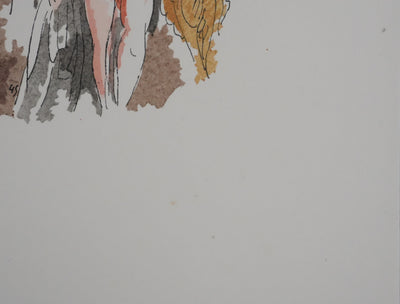 Adolphe FEDER : Nue sur le rocher, Lithographie originale signée