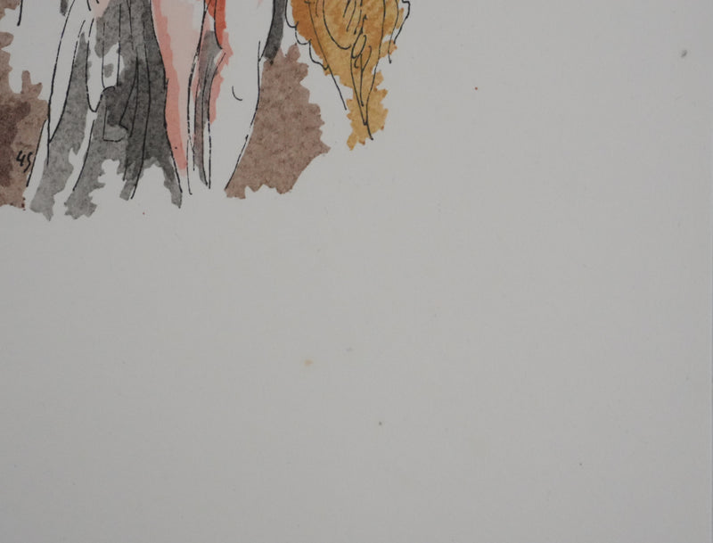 Adolphe FEDER : Nue sur le rocher, Lithographie originale signée