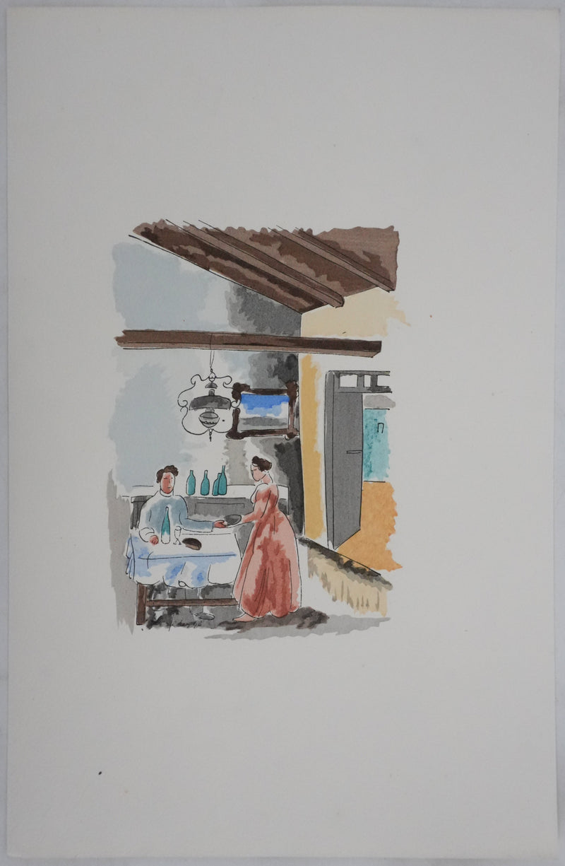 Adolphe FEDER : Scène de vie, Lithographie originale signée