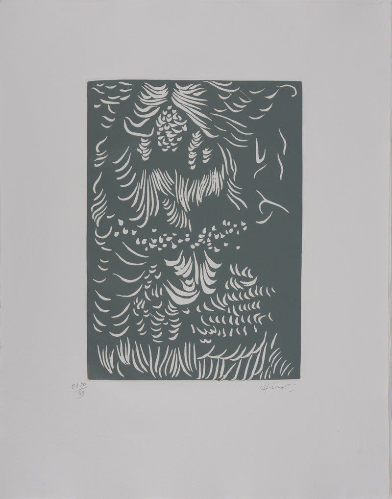 Jacques HEROLD : Algues marines surréalistes (monochrome), Gravure originale signée