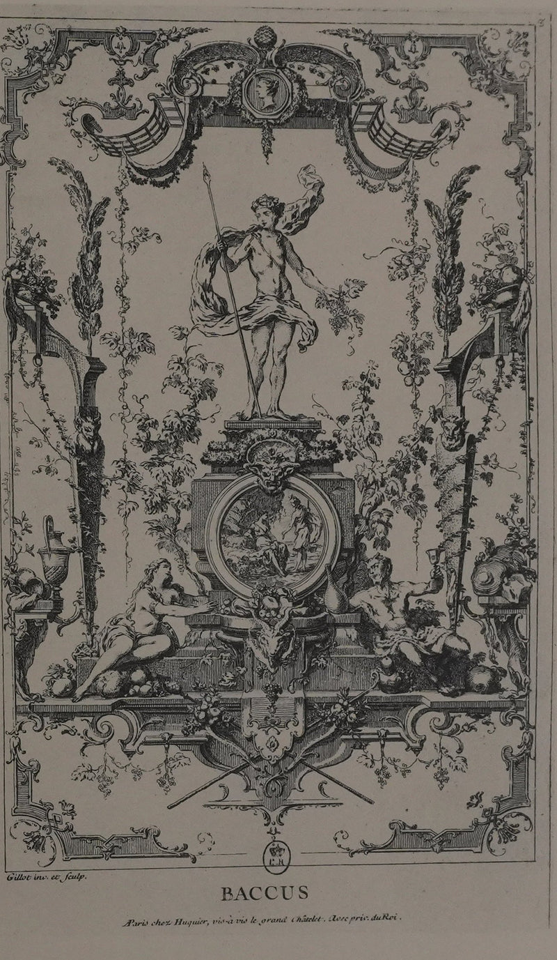 Claude GUILLOT : Baccus à la grappe, Phototypie signée