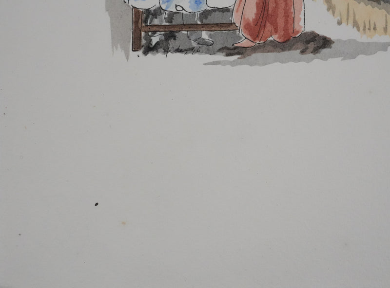 Adolphe FEDER : Scène de vie, Lithographie originale signée