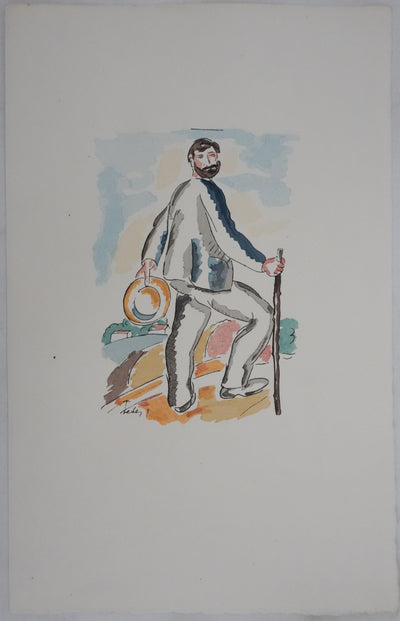Adolphe FEDER : En randonnée, Lithographie originale signée