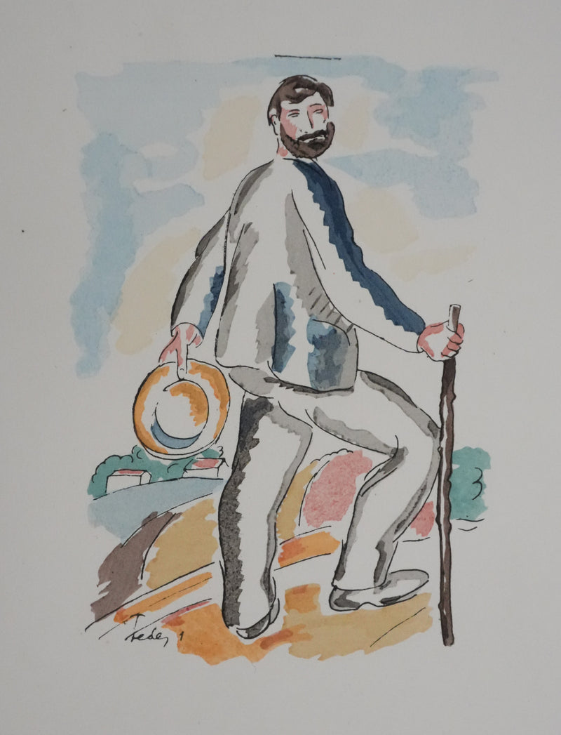 Adolphe FEDER : En randonnée, Lithographie originale signée