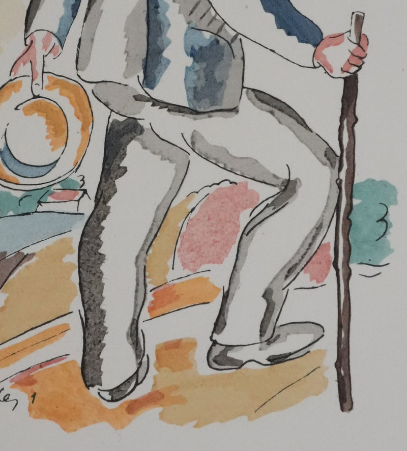 Adolphe FEDER : En randonnée, Lithographie originale signée