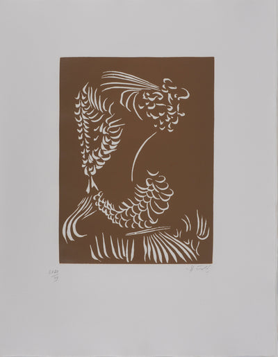 Jacques HEROLD : Composition florale abstraite (monochrome), Gravure originale signée