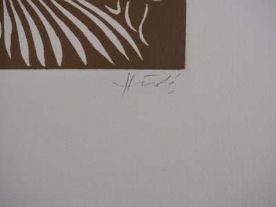 Jacques HEROLD : Composition florale abstraite (monochrome), Gravure originale signée